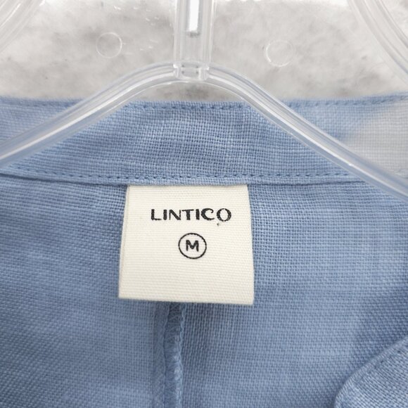 LINTICO 100% Linen Dillon Tunic Top Shirt  High Slit Powder Blue EUC Size MEDIUM - Picture 7 of 9